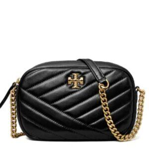 Tory Burch Kira Black Leather Chevron Camera Bag